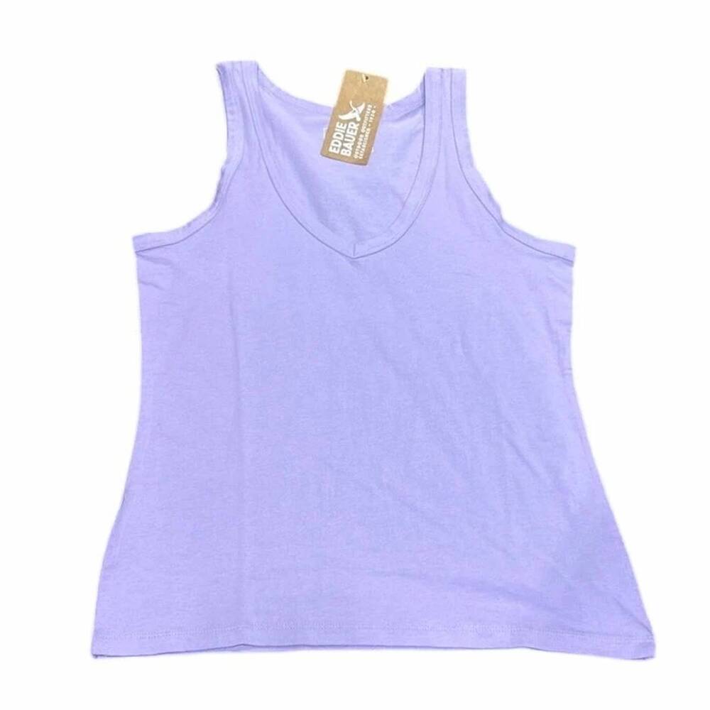 NEW EDDIE BAUER women's sunwashed cotton v-neck tank top in iris purple
